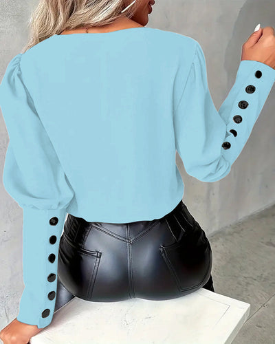 Vera Kontrast-Bluse mit V-Ausschnitt