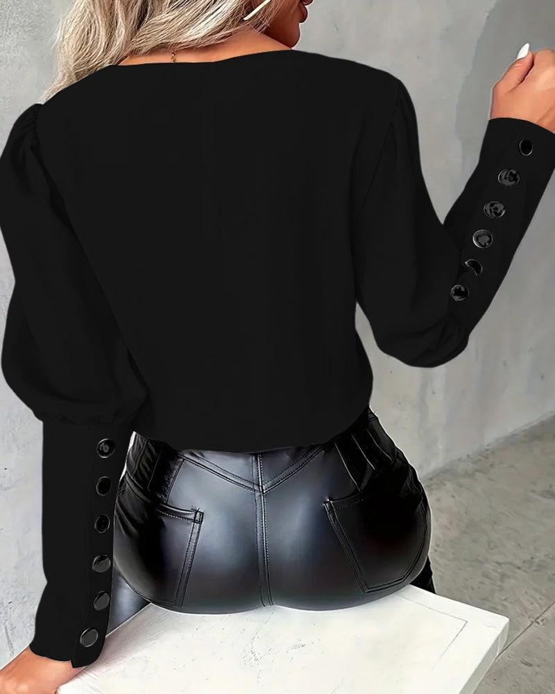 Vera Kontrast-Bluse mit V-Ausschnitt