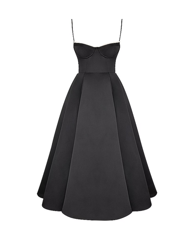 Soleia – Fitted Midi Dress with Spaghetti Straps
