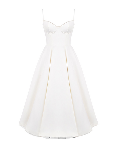 Soleia – Fitted Midi Dress with Spaghetti Straps