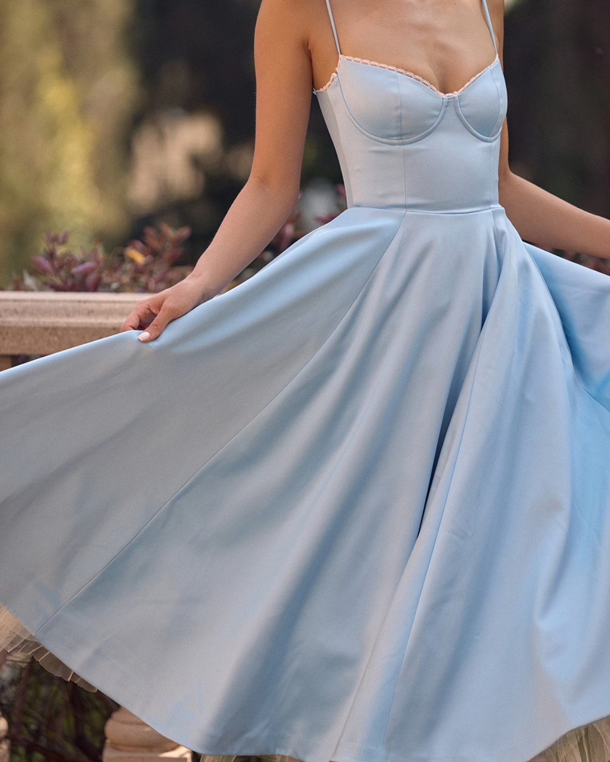 Soleia – Fitted Midi Dress with Spaghetti Straps