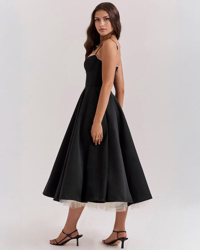 Soleia – Fitted Midi Dress with Spaghetti Straps