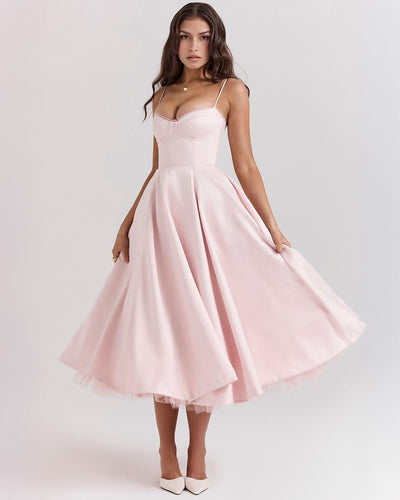 Soleia – Fitted Midi Dress with Spaghetti Straps