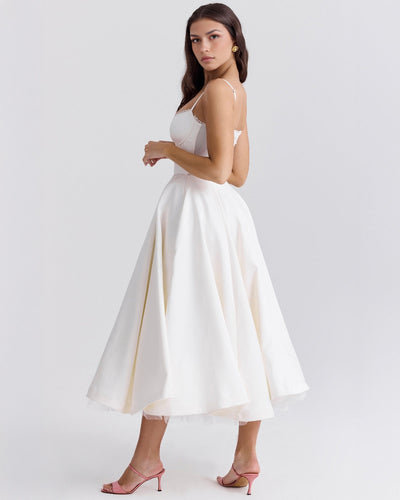 Soleia – Fitted Midi Dress with Spaghetti Straps