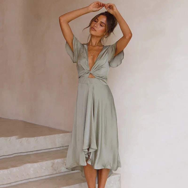 Sunset Whisper Satin Dress