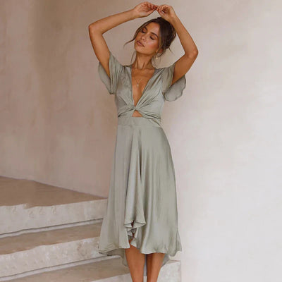 Sunset Whisper Satin Dress