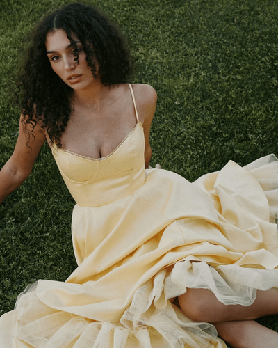 Soleia – Fitted Midi Dress with Spaghetti Straps
