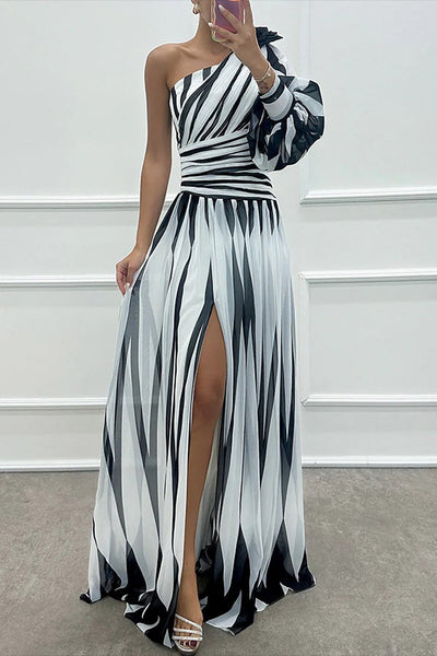 Astra Noir Pleated Maxi Gown