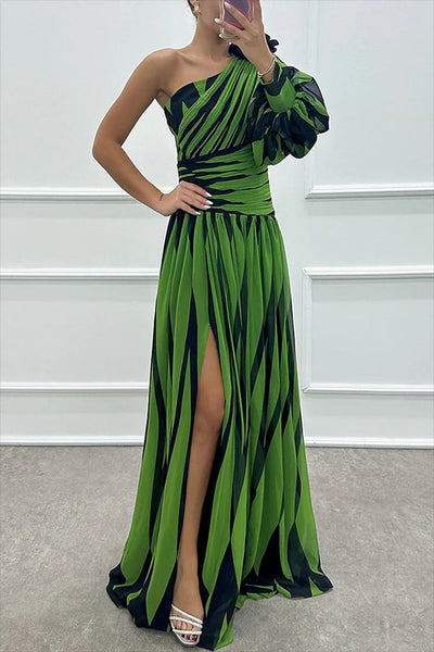 Astra Noir Pleated Maxi Gown