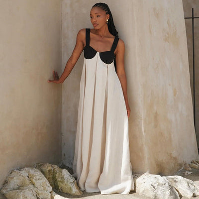 Soleil Linen Contrast Maxi Dress