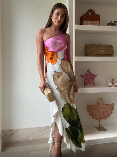 Aurora Petal One-Shoulder Maxi Dress