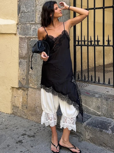 Mocha Whisper Lace Slip Dress