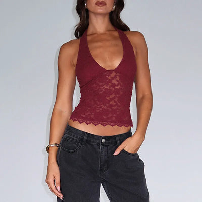 Vioress | Elegantes Neckholder-Top aus Spitze 