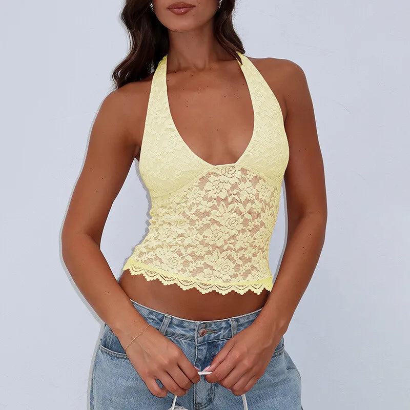 Vioress | Elegantes Neckholder-Top aus Spitze 