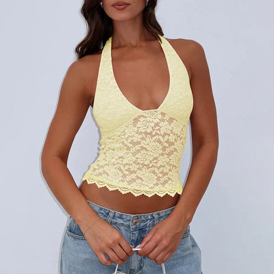Vioress | Elegantes Neckholder-Top aus Spitze 