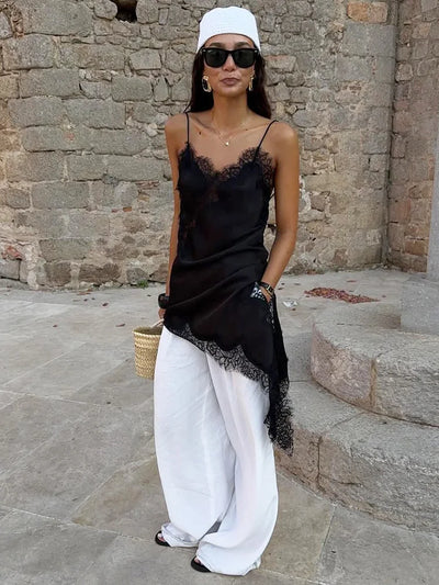 Mocha Whisper Lace Slip Dress