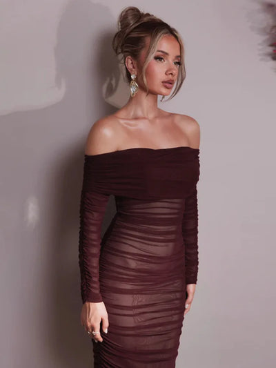 Elowira | Ruched Off-Shoulder Maxi Dress
