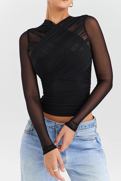 Althira | Sheer Mesh Long Sleeve Elegance Top