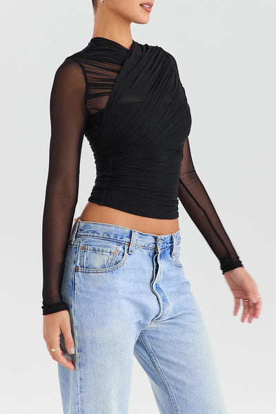 Althira | Sheer Mesh Long Sleeve Elegance Top