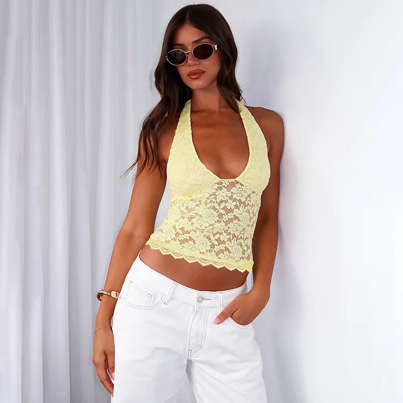 Vioress | Elegantes Neckholder-Top aus Spitze 
