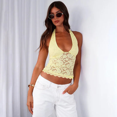 Vioress | Elegantes Neckholder-Top aus Spitze 