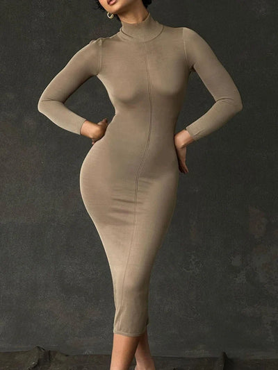 Novira | Sleek Turtleneck Midi Dress