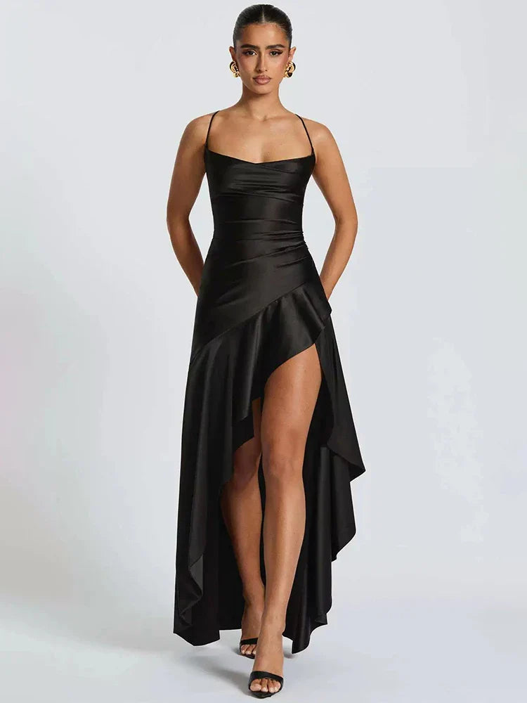 Selestia | Midnight Satin Maxi Dress