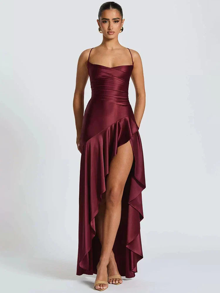 Selestia | Midnight Satin Maxi Dress