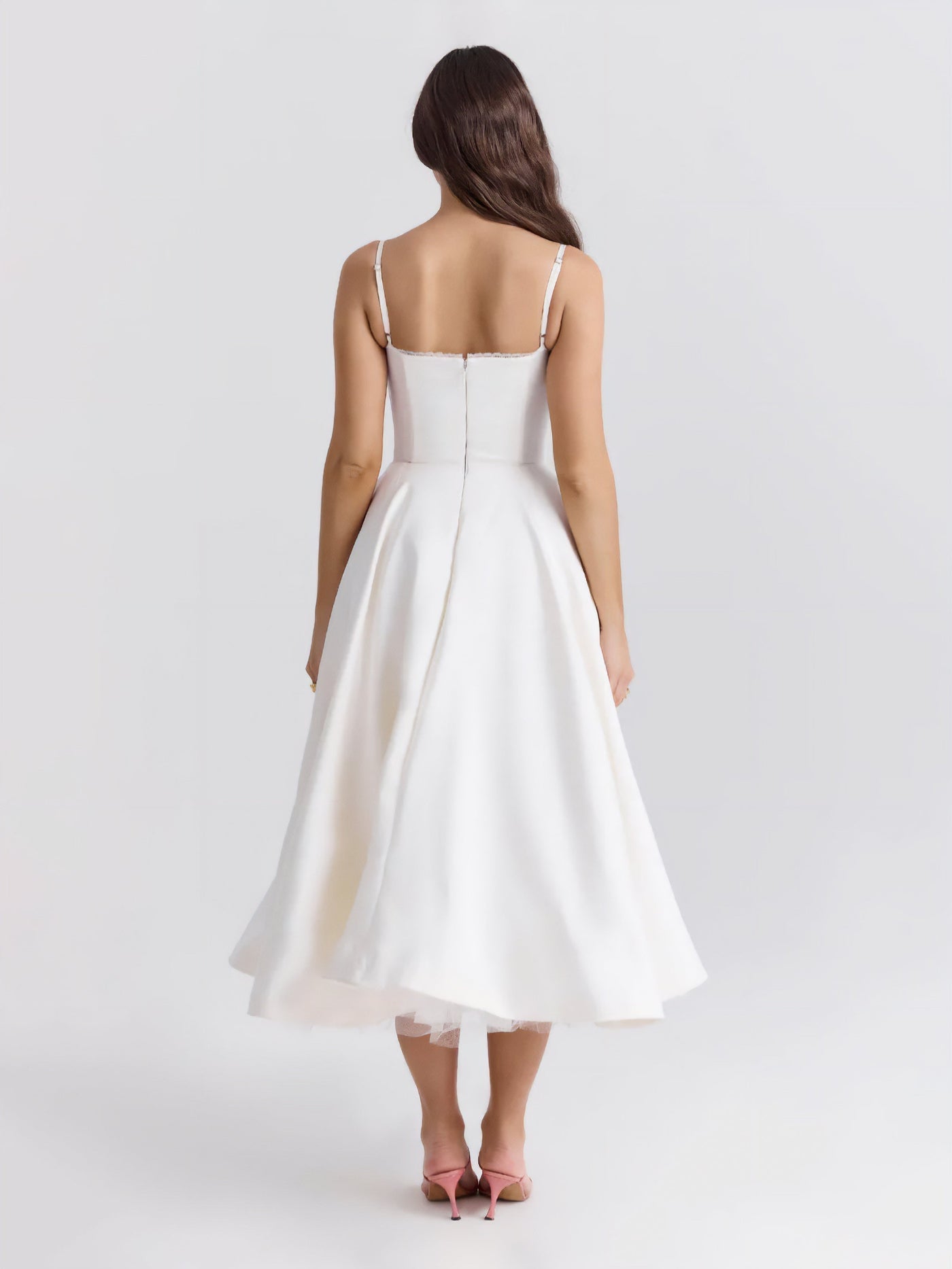 Soleia – Fitted Midi Dress with Spaghetti Straps