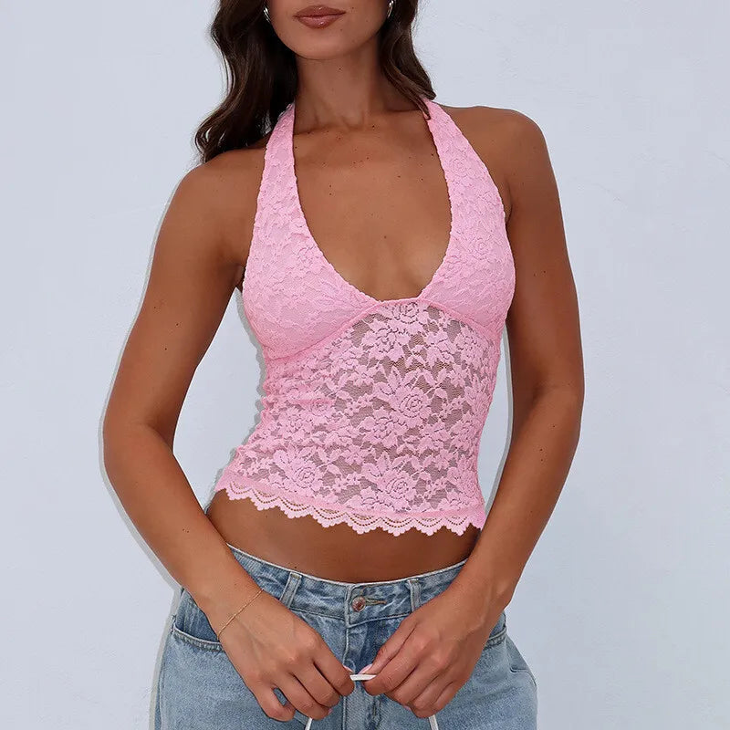 Vioress | Elegantes Neckholder-Top aus Spitze 