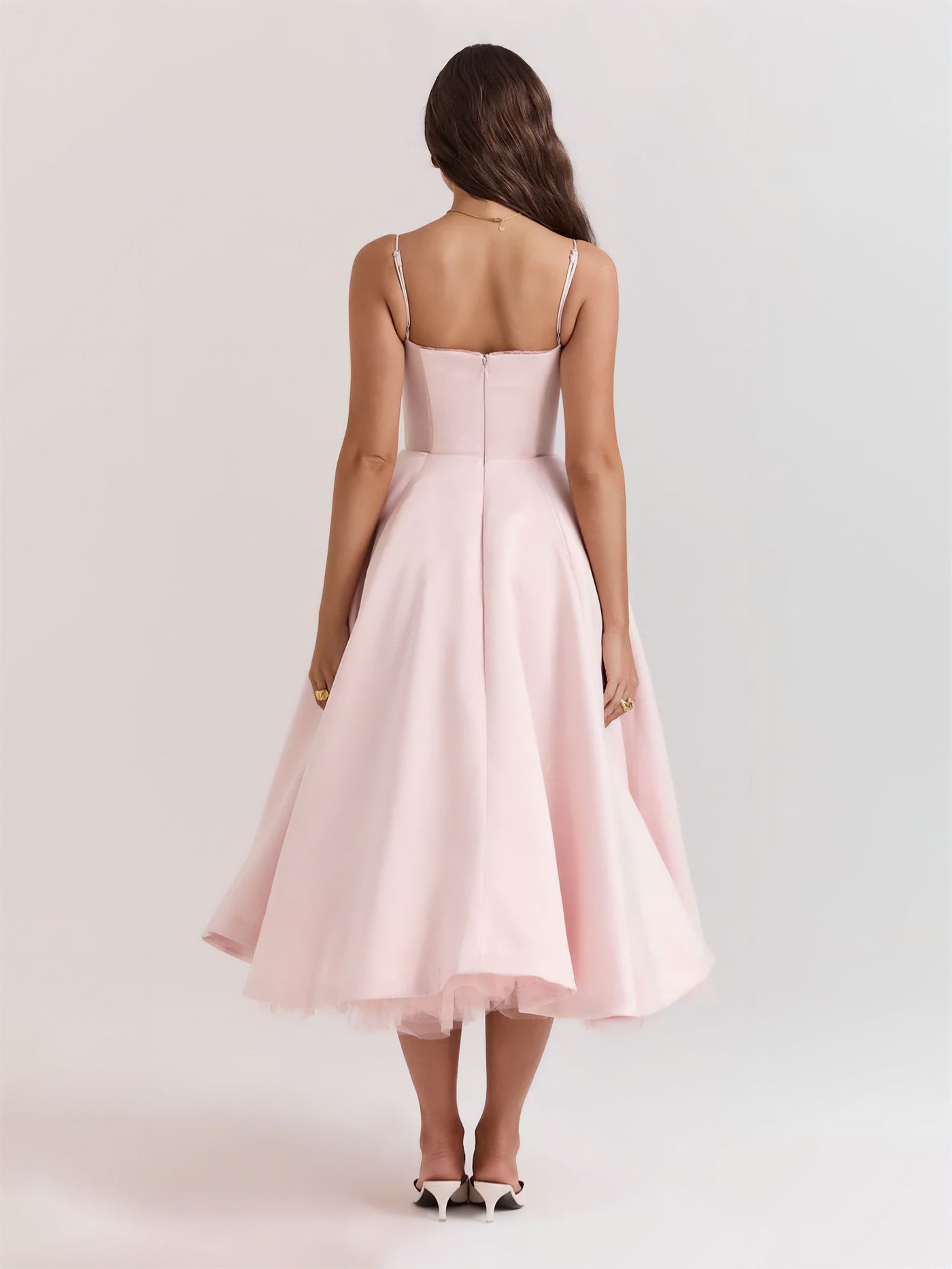 Soleia – Fitted Midi Dress with Spaghetti Straps
