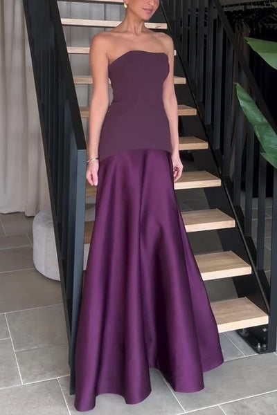 Luxe Satin Glow Strapless Maxi Gown