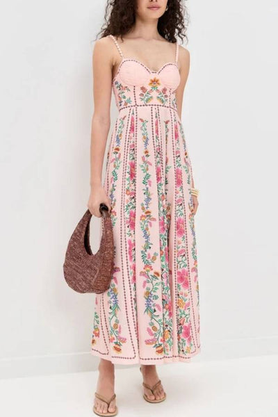 Flora Éclat – Maxi Dress with Sweetheart Neckline