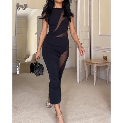 Ariana Shadow Mesh Midi Dress