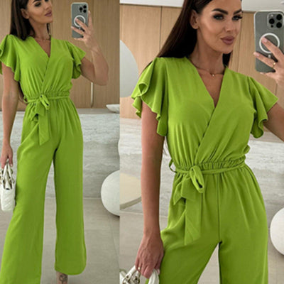 Aria | Ruffle Sleeve Wide-Leg Jumpsuit